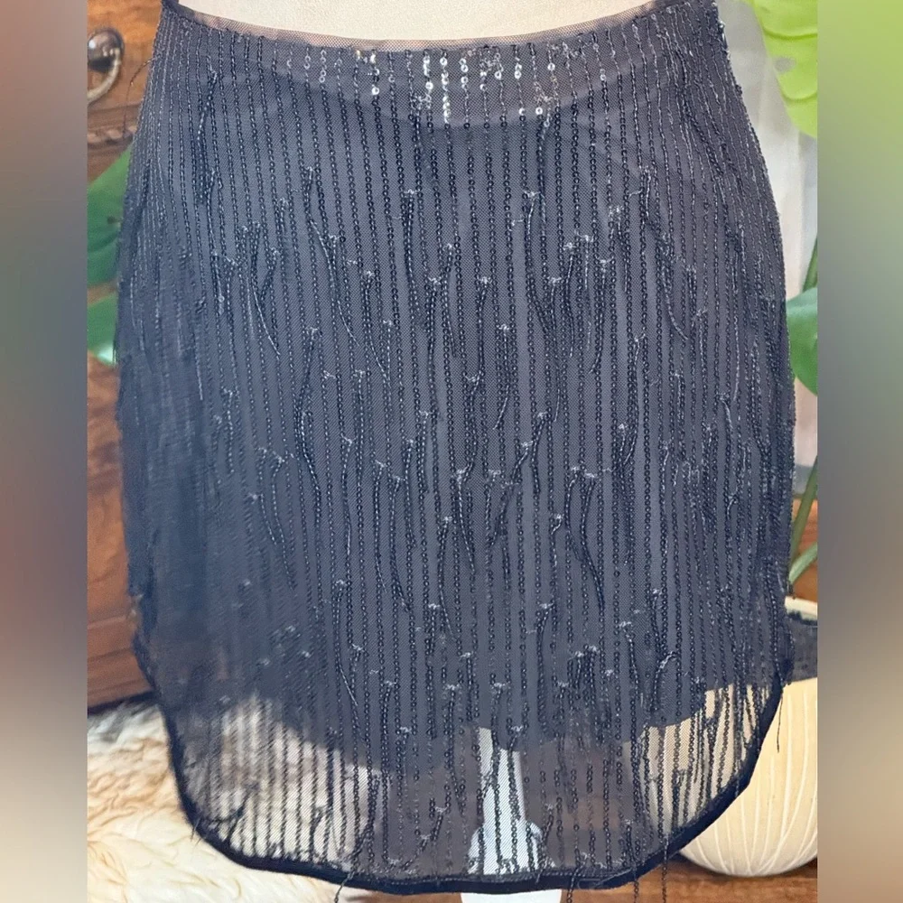Avec Les Filles Black Sequin Mini Skirt